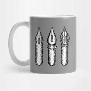 Dip Pen Nibs (Grey and White) Mug